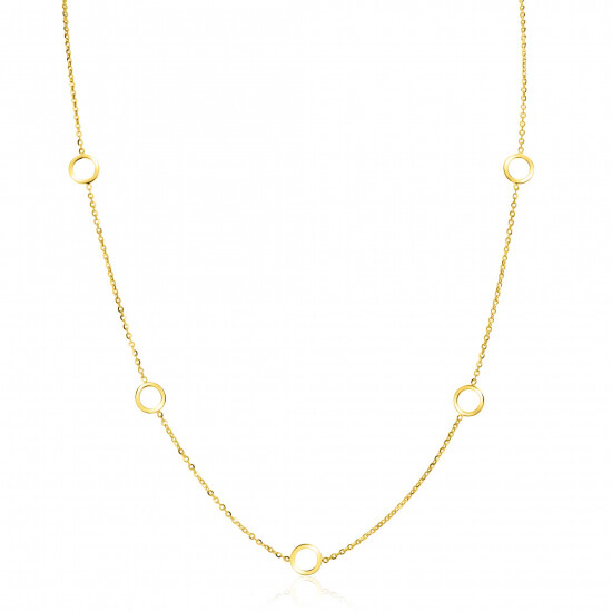 ZINZI GOLD collier met 5 open rondjes 43/45cm