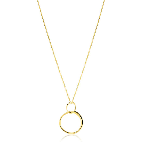 ZINZI GOLD collier met verbonden 2 rondjes hanger