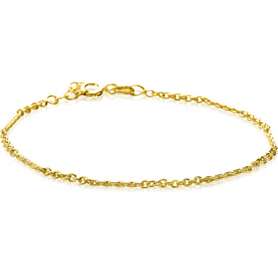 ZINZI Gold 14-karaats massives goldenes Armband mit verzierten gedrehten Stäbchen und feinen Jasseron-Gliedern, 2 mm breit, 17-19 cm lang, ZGA500