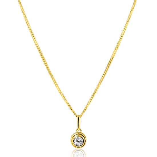 ZINZI GOLD hanger zirc. rond in bewerkt rond kastje