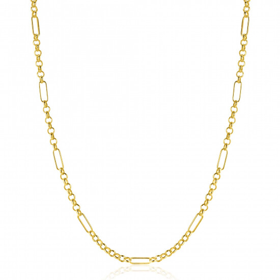 ZINZI Gold 14 Karat massives Goldkette mit Paperclip-Gliedern kombiniert mit Ankerkettengliedern 41-43cm ZGC495
