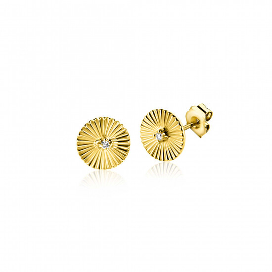 ZINZI GOLD oorknopjes rond gediamanteerd/zirc.6mm