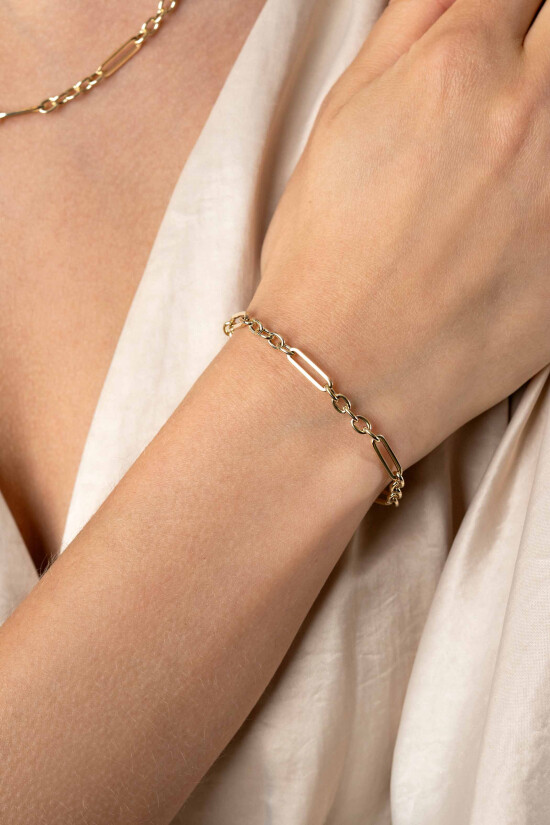 ZINZI GOLD armband paperclip met ovale schakels