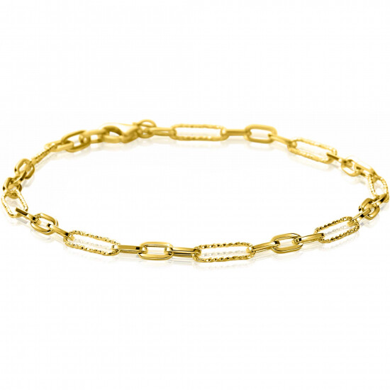 ZINZI Gold 14 Karat goldenes Armband mit bearbeiteten Paperclip-Gliedern und ovalen Gliedern, 3,5 mm breit, 19 cm ZGA494