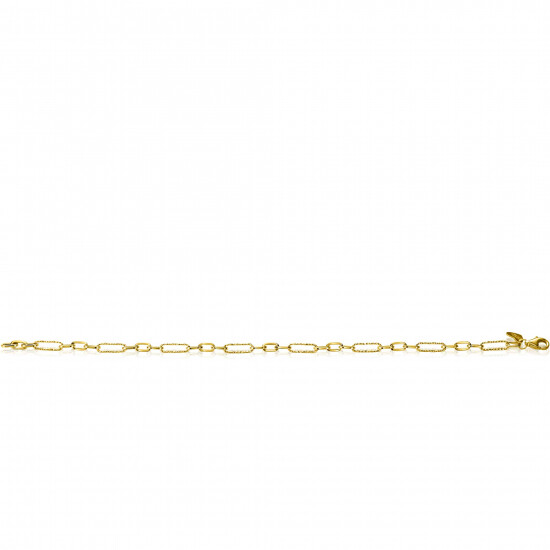 ZINZI Gold 14 Karat goldenes Armband mit bearbeiteten Paperclip-Gliedern und ovalen Gliedern, 3,5 mm breit, 19 cm ZGA494