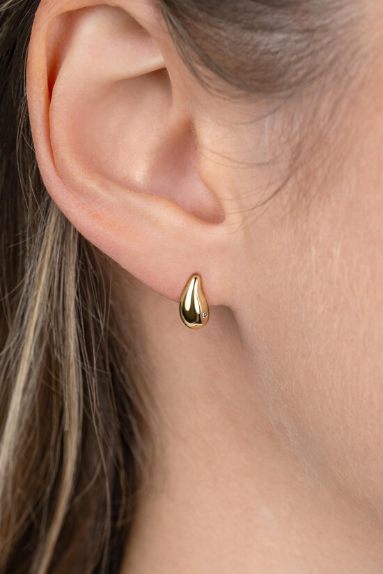 ZINZI GOLD oorknopje druppelvorm met zirconia