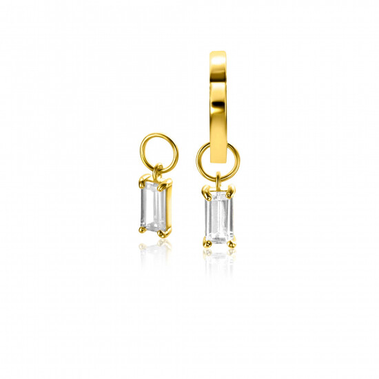 ZINZI GOLD oorbedels baguette zirconia