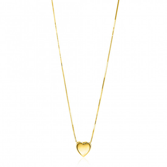 ZINZI Gold 14-karätige Goldvenezianerkette, 45 cm lang, mit einem eleganten glatten Herzanhänger von 7 mm. ZGC486