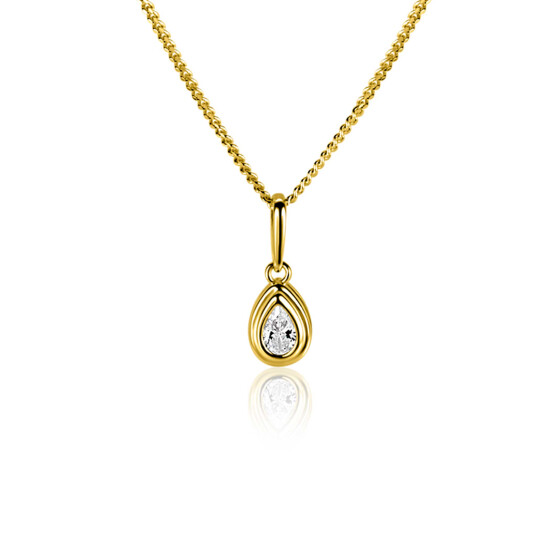 ZINZI GOLD hanger peervorm met zirconia