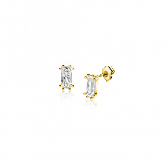 ZINZI GOLD oorknopjes baquette zirc. 5x2.7mm