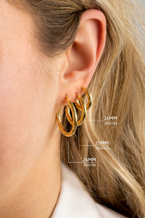 ZINZI GOLD oorringen buis kabelvorm 16x3mm