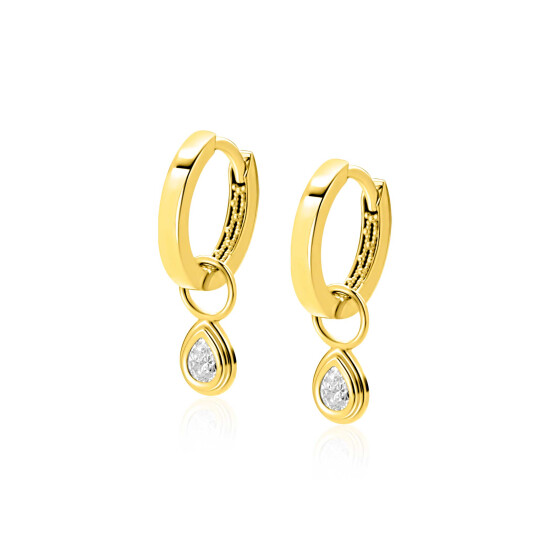 ZINZI GOLD oorbedels peervormig met zirconia