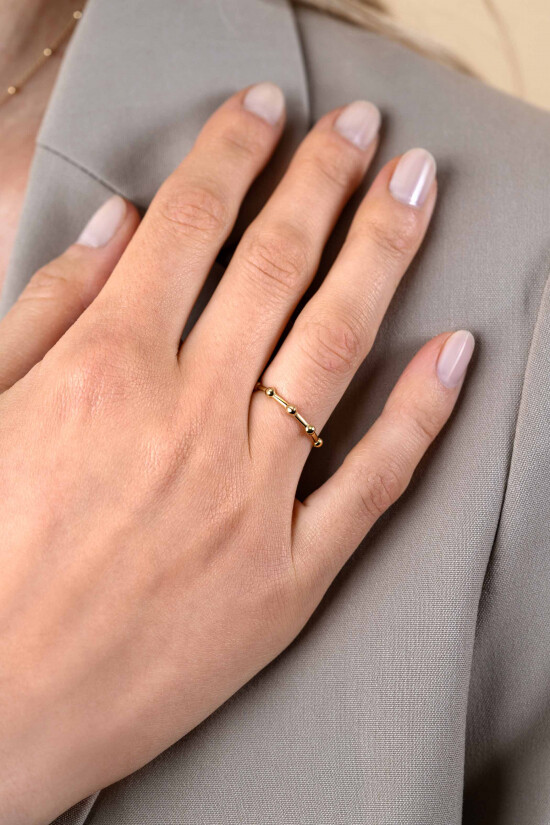 ZINZI Gold 14-karätiger Goldring mit abwechselnden Kugeln, 2,4 mm breit. ZGR484