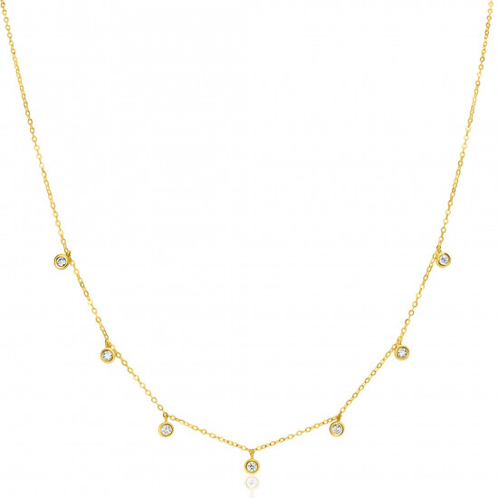 ZINZI GOLD collier met 7x zirc. hangertje 40/42cm