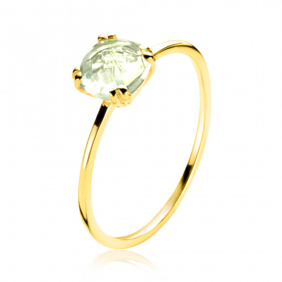ZINZI Gold ring met vk groene amethist mt. 58