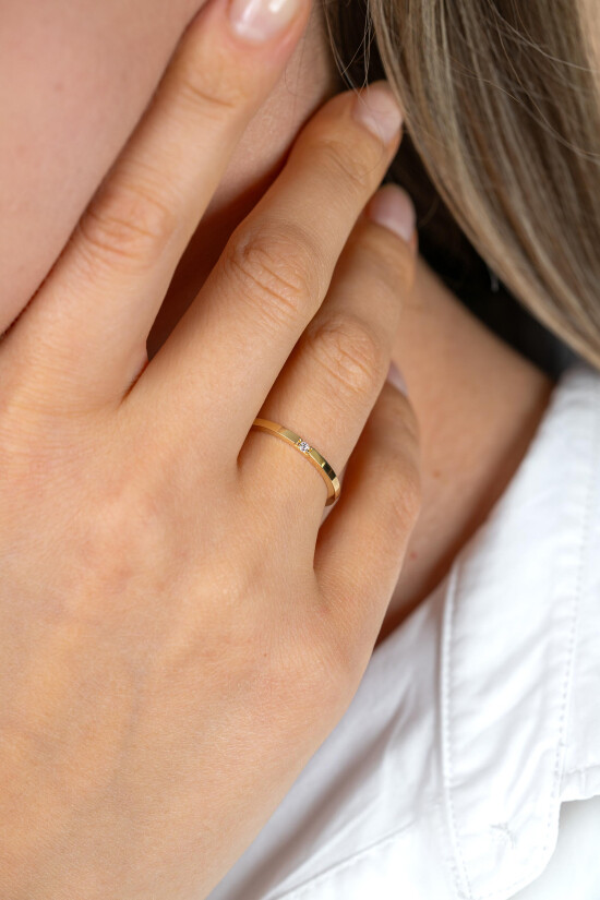 ZINZI GOLD rijring met 1 zirconia maat 58