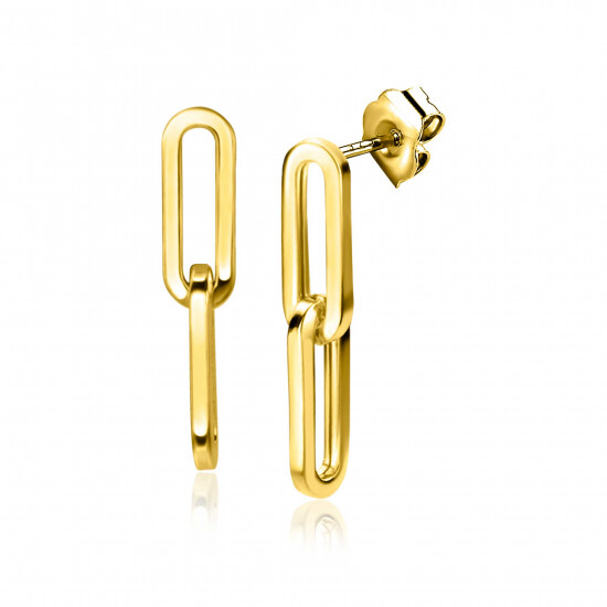 ZINZI GOLD oorstekers 2x paperclip schakel 19mm