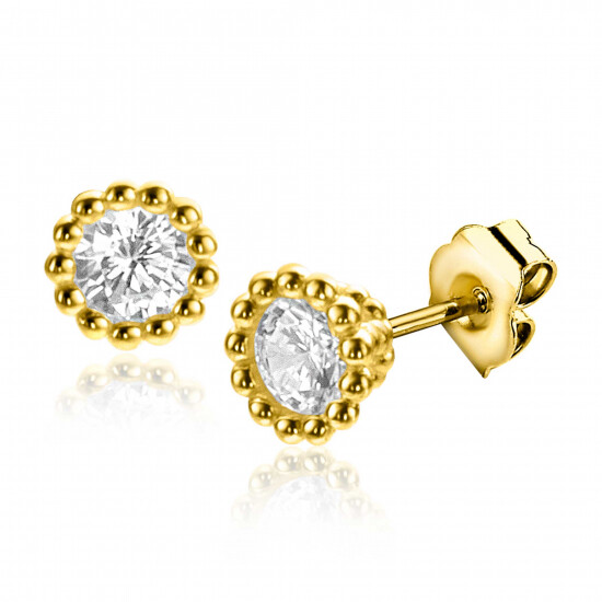 ZINZI GOLD oorknopjes zirc. in bolletjes kast 4mm