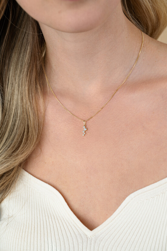 17mm ZINZI Gold 14kt goldener Anhänger mit runden Fassungen, besetzt mit weißen Zirkonias ZGH513 (ohne Kette)