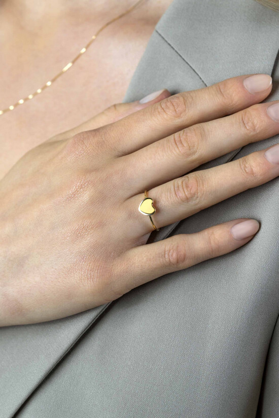 ZINZI Gold 14-karätiger Goldring mit glänzendem Herz. ZGR486