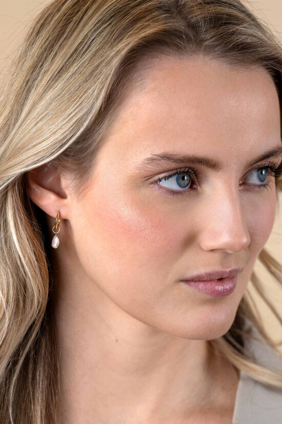 ZINZI GOLD oorbedels zoetwaterparel 6,5mm