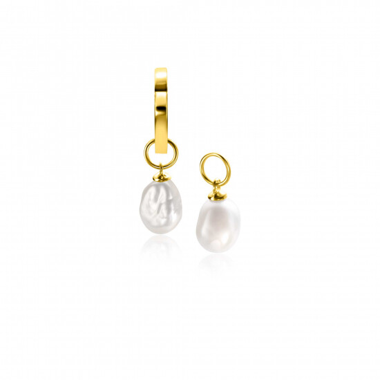 ZINZI GOLD oorbedels zoetwaterparel 6,5mm