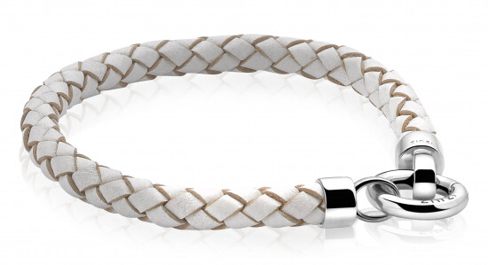 Zinzi Leder Armband  weiß mit Verschluss 19cm ZIA731W-S