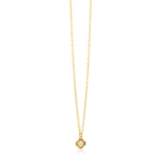 ZINZI zlv. collier gg.verg. met champ.klaver hanger