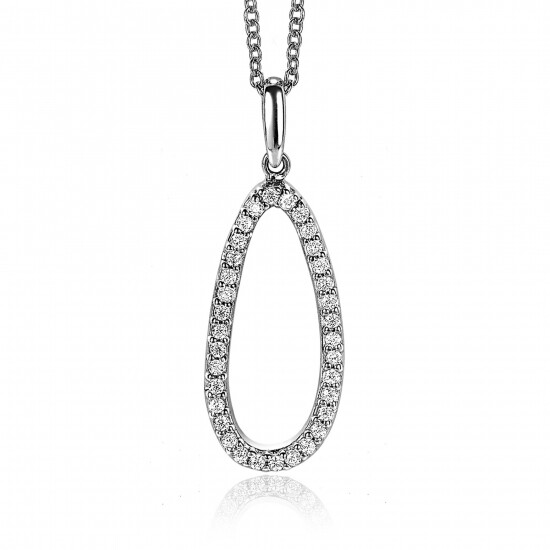 ZINZI silberner Anhänger 33mm ovale Form mit weißen Zirkonias ZIH2038