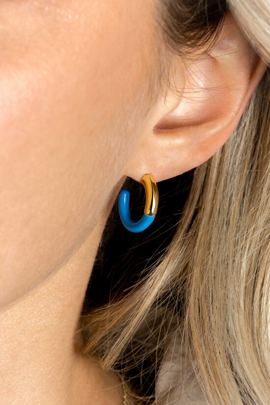ZINZI zlv. oorstekers geel verguld blauw 16x3mm