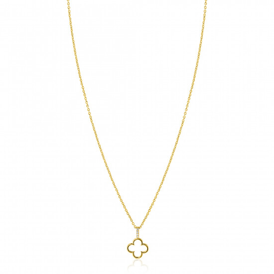 ZINZI zlv.collier gg.verg.hanger open klaver/oog zirc.