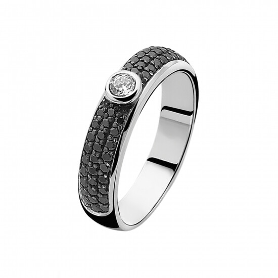 ZINZI silberner Ring schwarz ZIR765