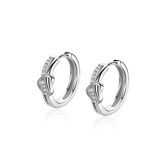 ZINZI zlv. oorringen golf met hart en zirconia's