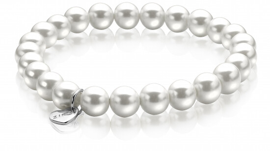 Zinzi silbernes Perle rek-Armband  weiß one-size ZIA999