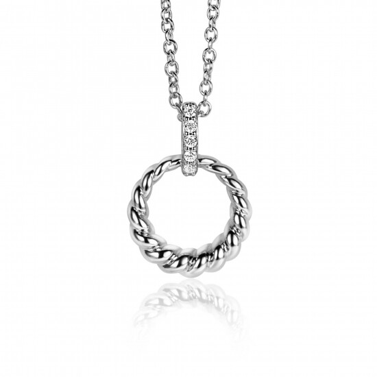 ZINZI zlv. hanger rond open met zirc.hangoog