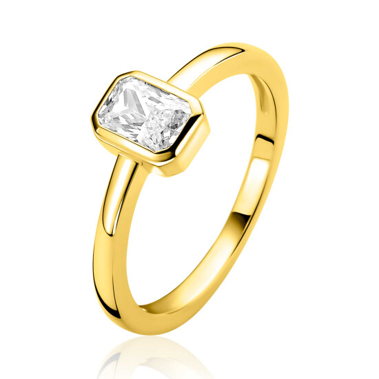 ZINZI zlv. ring gg.verg. met rechthoek zirconia mt.62