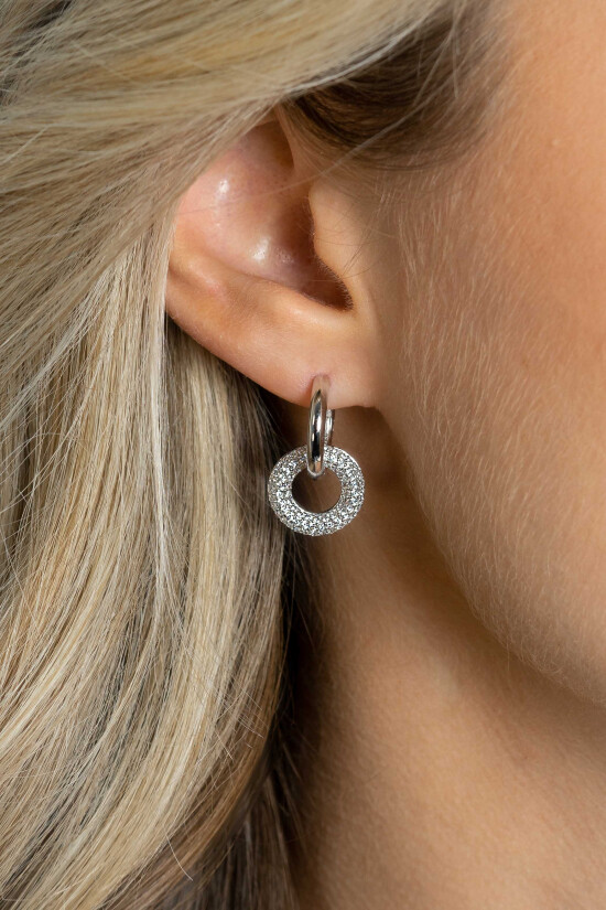 ZINZI zlv. oorbedels donut pave gezet zirconia's