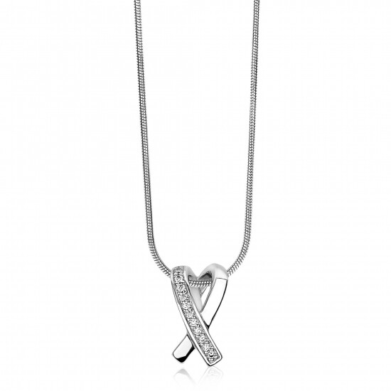 "ZINZI silberner Anhänger überkreuz  weiß ZIH1625"