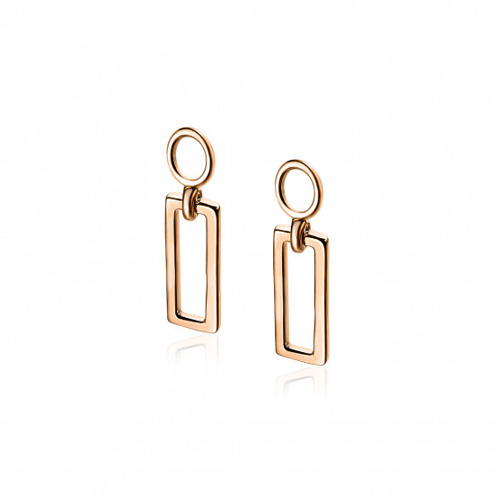 ZINZI silberne Ohrhänger rosé vergoldet offen Rechteck 14mm ZICH1692R