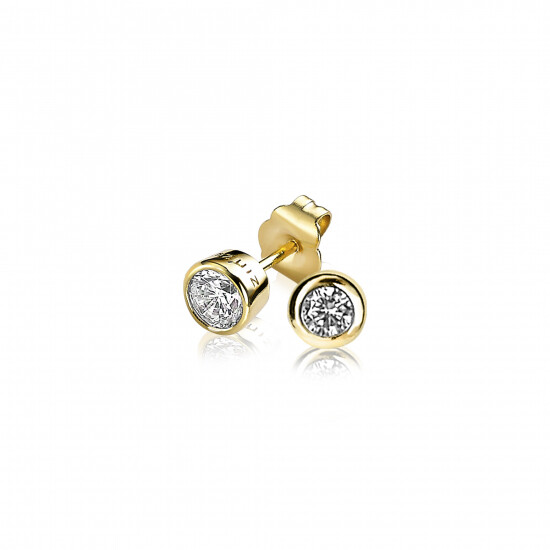 ZINZI silberne Ohrstecker gelb vergoldet rund weiß ZIO322Y