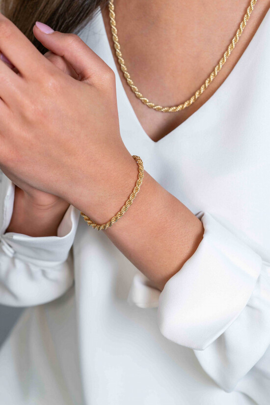 ZINZI zlv. armband geel verguld koord 4mm
