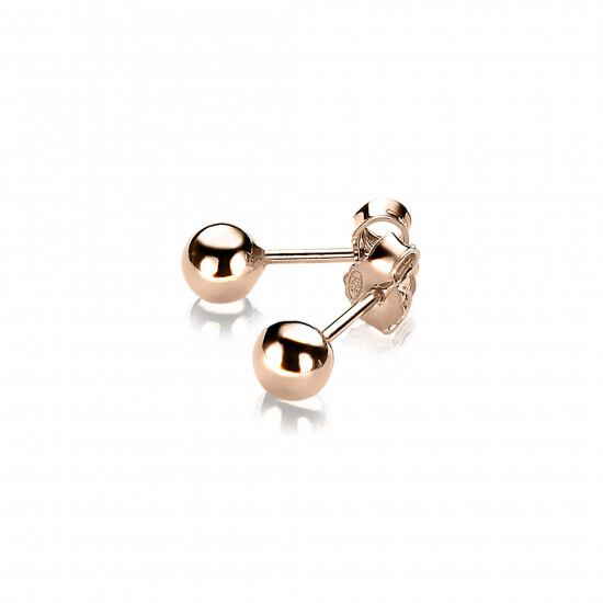 Zinzi silberne Ohrstecker rosé vergoldet glatt Kugel 5mm ZIO807R