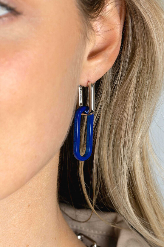 ZINZI zlv. oorbedels lapis lazuli ovaal 30mm lang