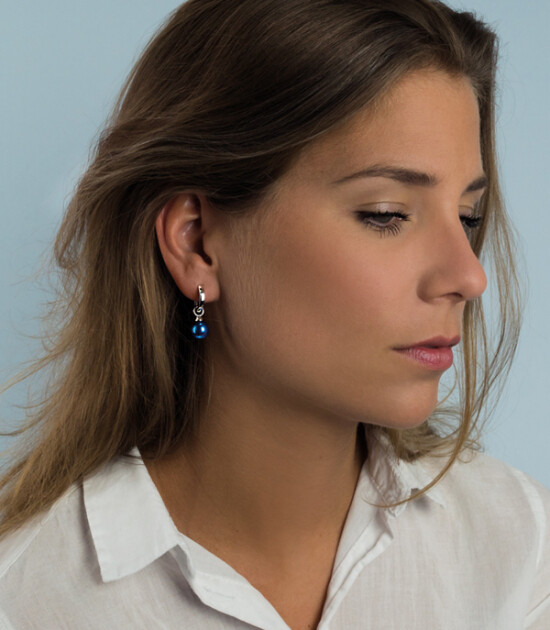 ZINZI silberne Ohrhänger Perle  jeansblau ZICH266B