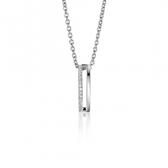 ZINZI zlv. hanger 2 banen waarvan 1 zirconia's