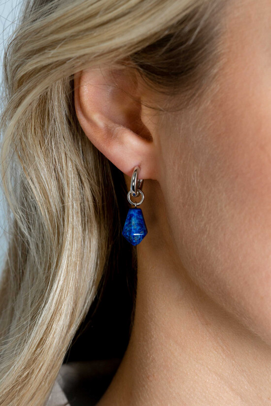 ZINZI zlv. oorbedels pegels lapis lazuli zlv.oog