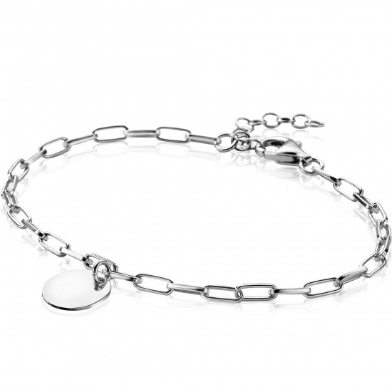 ZINZI silbernes Armband paperclip Glieder rund Plättchen ZIA2166