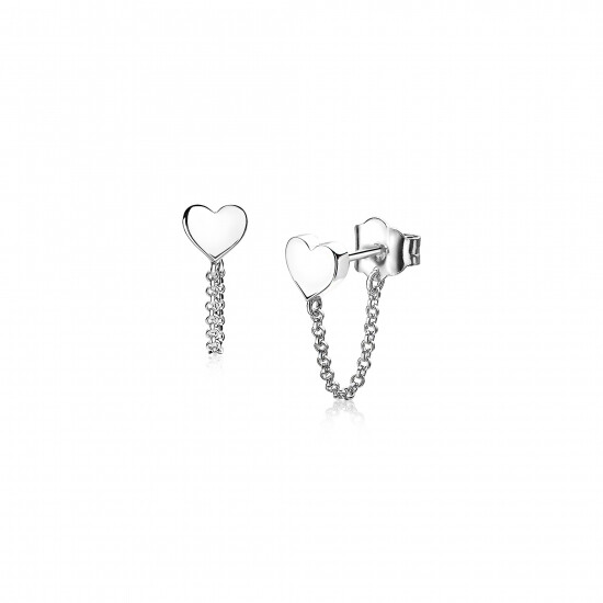 ZINZI silberne Ohrstecker mit Kette Herz ZIO1686