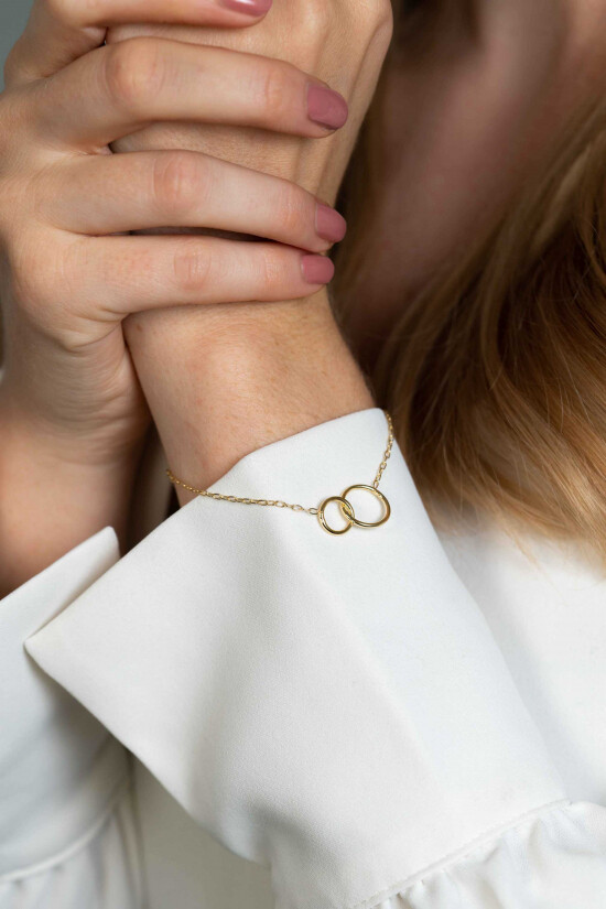 ZINZI Silber 14 Karat Gelbgold plattiertes Paperclip-Gliederarmband mit runden Formen 17-20 cm ZIA2275G