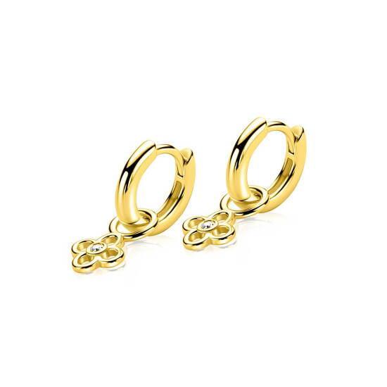 ZINZI zlv. oorbedels gg.verg. bloem met zirconia